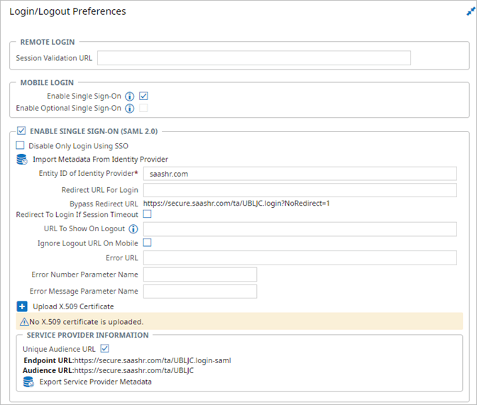 Login/Logout Preferences